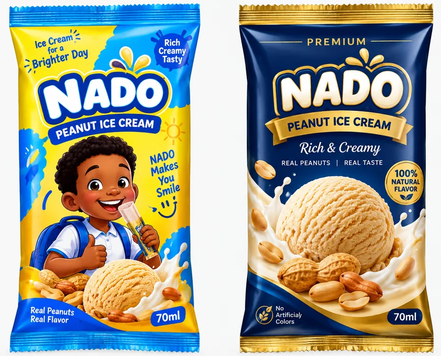 Labada baakad ee NADO Ice Cream ee sawirka shirkadda